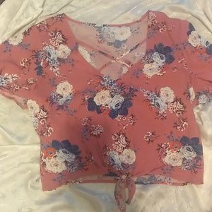 Cute Floral Dusty Rose Crop Top